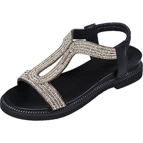 2021Summer Women Slippers New Fashion Rhinestone Soft Sole Womens Flat Sandals Muller Shoes Zapatos Para Mujer