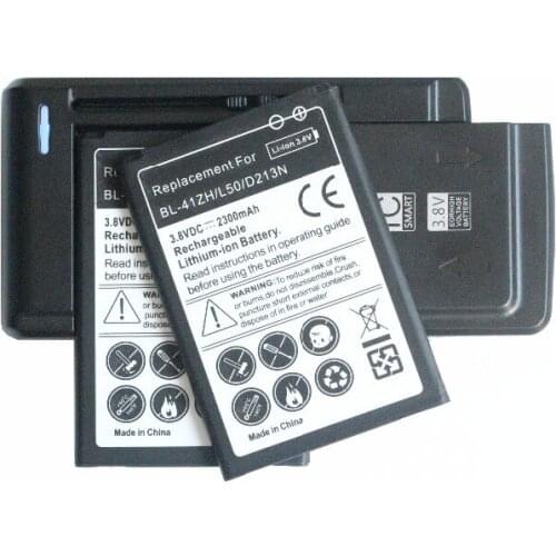 2x 2300mAh BL-41ZH Replacement Battery + Universal Charger For LG Leon L50 C40 H340 H343 H345 MS345 D213N LS665 D290 D295