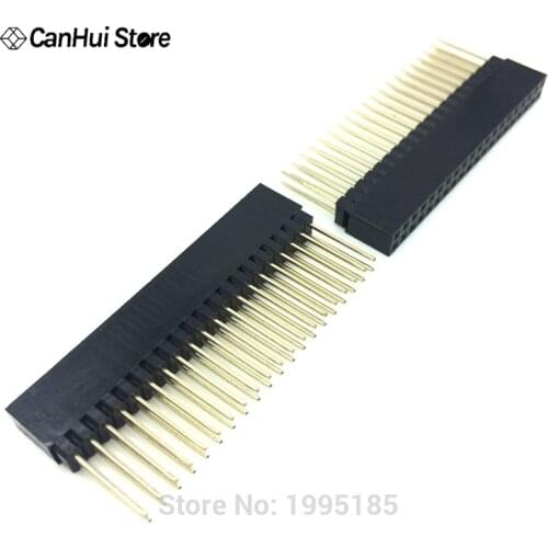 5PCS 2x20 PIN double Row Straight FEMALE PIN HEADER 2.54MM PITCH pin long 12MM Strip Connector Socket 2*20 40 PIN 2x20pin pc104