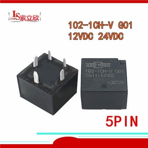 5PCS/LOT 100%New Automobile relay 102-1CH-V 102-1CH-S 102-1CH-C 12VDC 24VDC 102-1CH-V-12VDC 102-1CH-V-24VDC 102 1CH V 5PIN