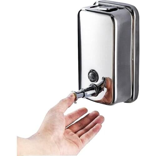 500ml Stainless Steel Wall Mounted Manual Soap Dispenser Manual Push Soap Dispenser Kitchen Bathroom Cleaning Tools Home Hotels