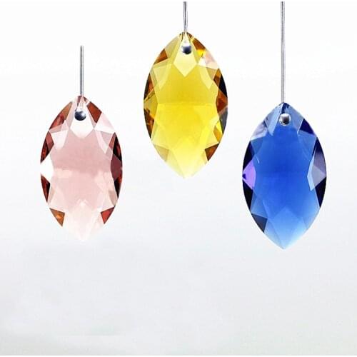 Top Quality 60pcs 38mm Mixed Colors Crystal Horse Eye Marquis Chandelier Faceted Pointed Oval Pendant, Crystal Glass Lamp Parts
