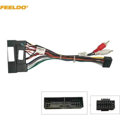 FEELDO Car 16PIN Radio Wiring Harness Adaptor With RCA Audio Heads For KIA Carens IX35 K2/K3/K4/K5 Power Calbe Wire Plug Harness