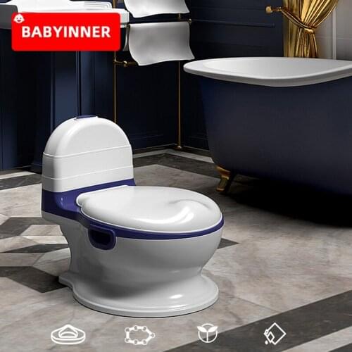 Babyinner Baby Toilet Soft Comfortable PU Cushion Infant Potty PP Materia Household Simulation Toddler Toilet 1-8Y