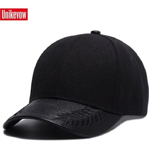 Brand UNIKEVOW PU visor Baseball Cap Unisex Outdoor Snapback Hat Sunscreen solid Caps Hip Hop hats for men & women