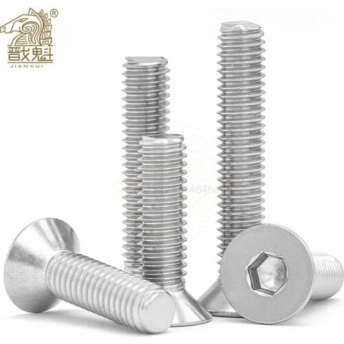 5/50pcs M2 M2.5 M3 M4 M5 M6 M8 M10 304 Stainless Steel Hexagon Hex Socket Countersunk Screw Flat Head Screw Allen Bolts DIN7991