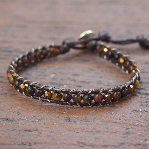 Tiger Eye Hematite Beads Wrap Bracelet Natural Stone Energy Handmade Braided Rope Bracelet Bohemian Jewelry for Women