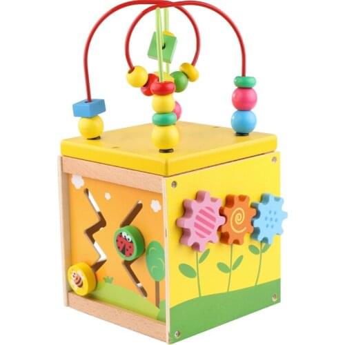 Mupin wooden puzzle toys multi-functional around the beaded treasure chest baby beaded baby child shape pairing toys matches