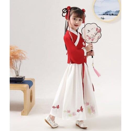 Children Fairy Dress Chinese Style Ancient Performance Clothing Kids Cosplay Traditional Dresses Embroidery Skirt Hanfu Clothes