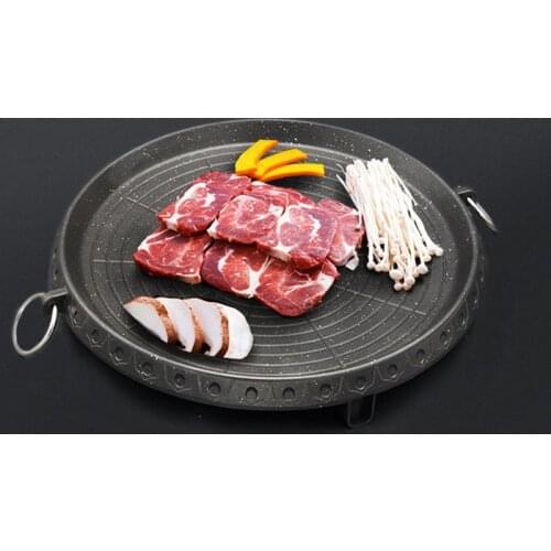 Maifan Stone Barbecue Plate Smokeless household barbecue pot Korean non-stick barbecue plate Cassette stove round teppanyaki
