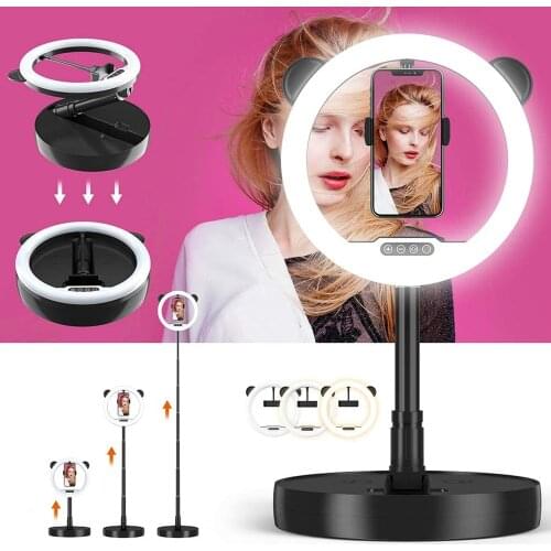 10 Inch LED Videography Ring Light with Stand and Phone Holder Premium Camera Selfie Equipment Lamp for iPhone Gimbal Tripod Kit