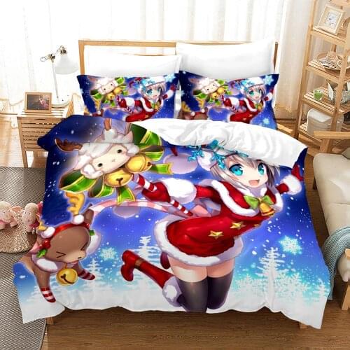3D Design Marry Christmas Bedding Cover Set Quilt Duvet Cover Pillowcases Santa Claus Elk Bed Linens Set 2-3PCS Twin Queen King