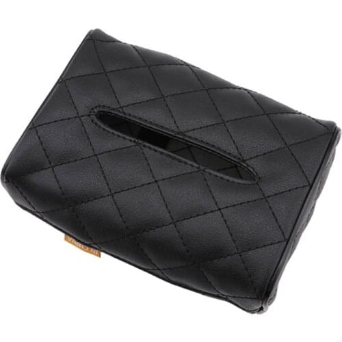 Tissue Box PU Leather Car Tissue Box Napkin Holder Sun Visor Hanging Storage Box For Car Back Seat Hanging Paper Holder