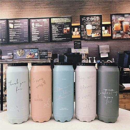 Creative Mug Stainless Steel Can Water Cup Direct Drinking Creative Milk Tea And Coffee Vacuum Cup Gift Cute Water Bottle