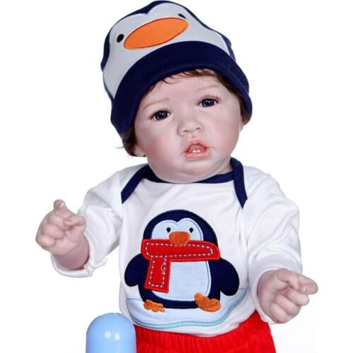 Bebes doll with 56CM lovely soft full body silicone 100% hand-made detailed painting collectibles rebborn baby doll