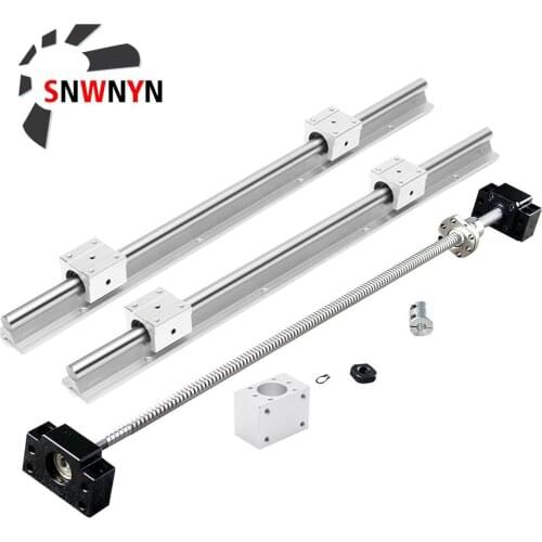 SBR16 Linear Rail Support+4pc SBR16UU For XYZ+SFU 1605 Ball Screw Any Length+BK BF12 End Support Block+1605 Nut Housing+Coupling