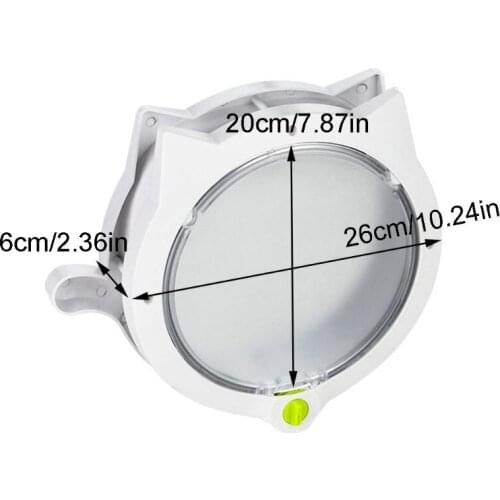 Small Round Cat Door with 4-way Lock Pet Plastic Window Lockable Safe Dog Gate