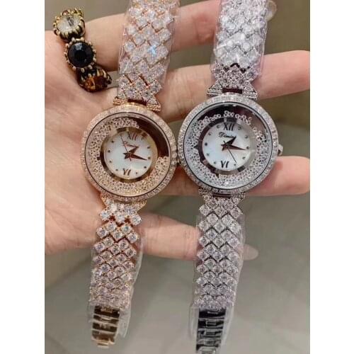 Fashion Women Full Crystals Jewelry Watches Luxury Rhinestone Bracelet Watch Waterproof Quartz Roman Wrist watch Lotus