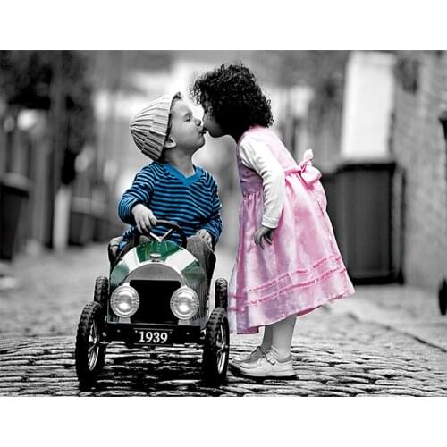 DIY Painting By Numbers Child Couple Oil Coloring By Numbers City Wall Art Canvas Picture Hand Painted Home Decoration 40x50CM