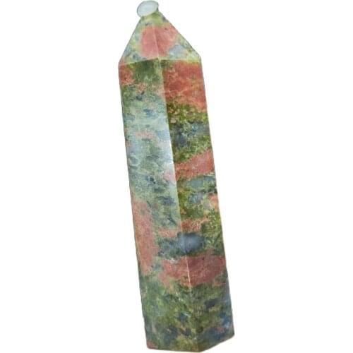 Natural Stone Quartz Column Unakite Crystal Point Polished Crafts Gem Wand Obelisk Home Decoration