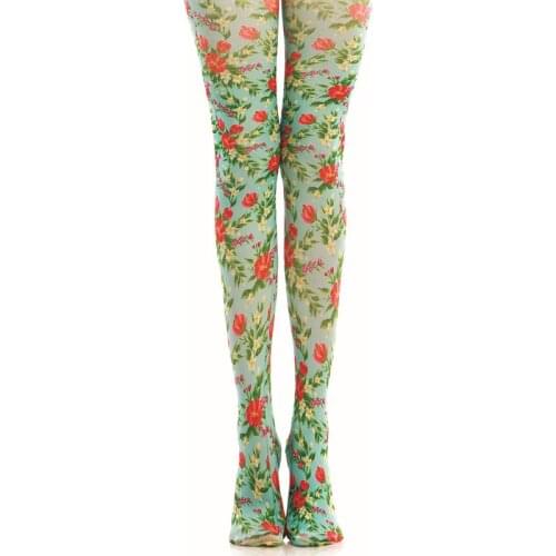 Sky Blue Garden Printing Pantyhose