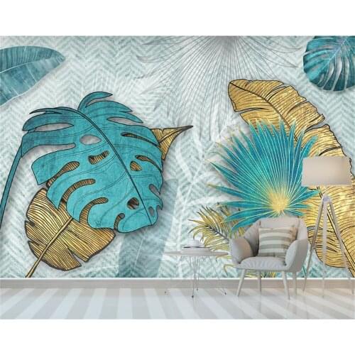 Custom wallpaper Nordic Hand Drawn Lines Tropical Leaves Bedroom Home background wall decoration 3d wallpaper painting