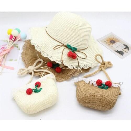 Summer Baby Flower Breathable Hat Straw Hat With Handbag Bags Kids Hat Boy Girls Sun Visor UV protection panama Hat gorras