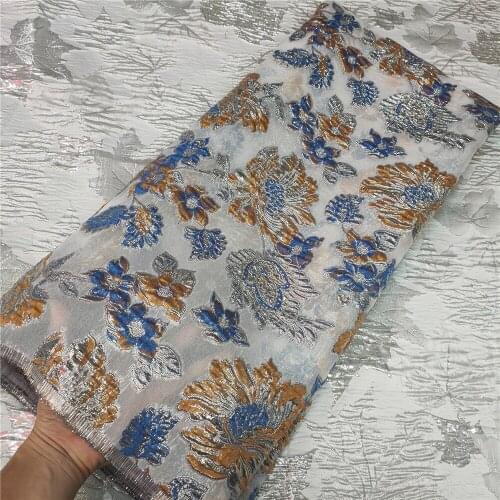 Brocade Lace Fabrics 5 yards/pcs 2021 Hot Selling African Organza Lace Fabrics With Jaquard Weave For Sewing wedding dress