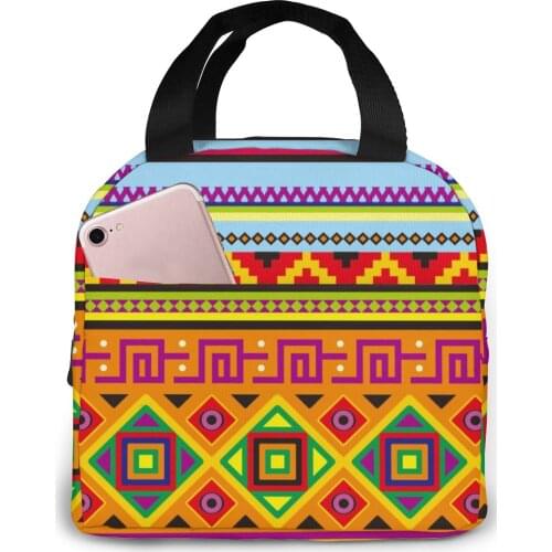 Portable Lunch Bag Mexican Pattern Thermal Insulated Lunch Box Tote Cooler Bag Bento Pouch Lunch Container Food Storage Bag