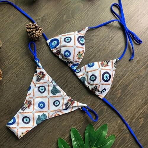 Print Beachwear Bandage Tassel Swimsuit Sexy Swimwear Women 2021 Newest Adjustable Bikini Set Thong Maillot Brazilian Biquini