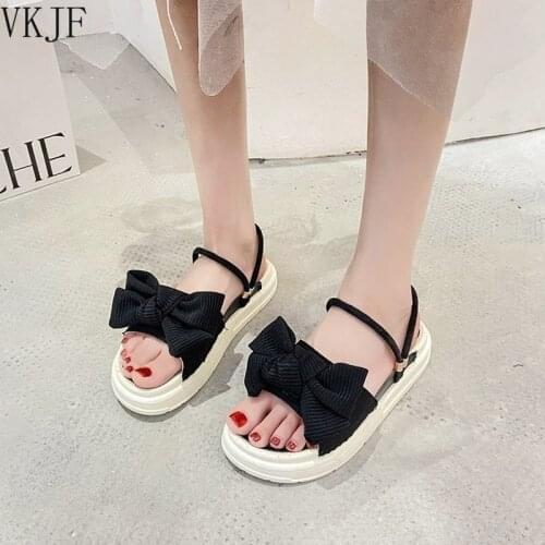 Sandals Ladies Summer New Fashion Ladies Sandals 2021 Flat Sandals Shoes Slope Heel Comfortable Elastic Band Platform Sandals