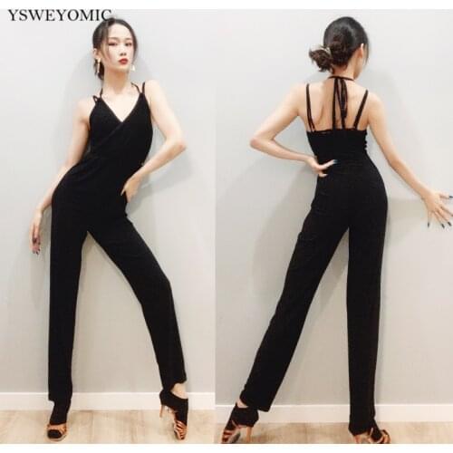 Dance Costume Backless & Sleeveless Sexy Girls Latin Dance Pants Ballroom Cha Cha Samba Bachata Salsa Latin Dance Jumpsuits