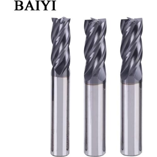 Endmills 4mm 5mm 6mm 8mm 12mm 4 Flute HRC45-50 endmill machine Tungsten Steel cnc Milling Cutter End Mill machine tools