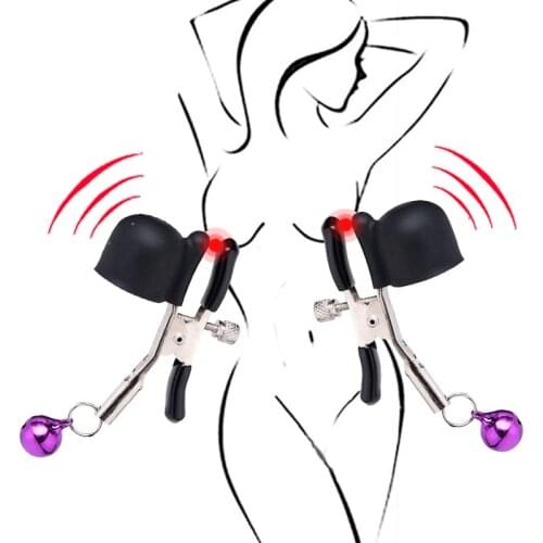 Vibrating Nipple Clamp Nipple Labia Stimulator Adult Toys Clit Vibrator Nipple Clips Breast Enlargement Massage BDSM Sex Toys