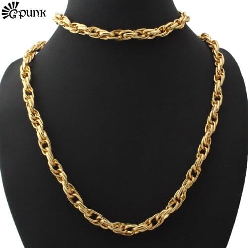 Jewelry Sets Fashion New yellow Gold color Twisted High Quality Necklace Bracelet For Men (VITO S5539)