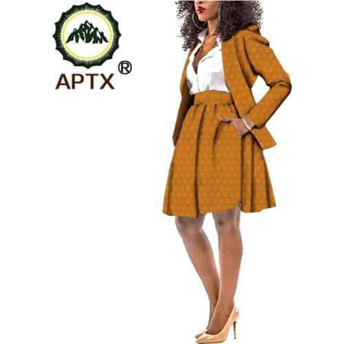 Jacquard Skirt Suit ,for Women coat+above Knee Length Skirt Batik Cotton Women Suit APTX Tailor Made TA722613