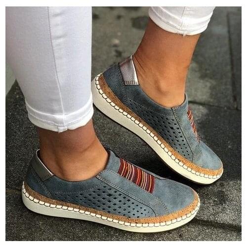 Women Slip on Sneakers Shallow Loafers Vulcanized Shoes Breathable Hollow Out Casual Shoes Ladies S-V