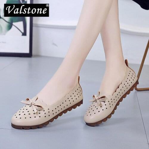 Valstone 2021 Summer Women Loafers Hollow Breathable Slip-on Female Shoes Anti-skid Casual Soft Flats Footwear Outdoor Stylish