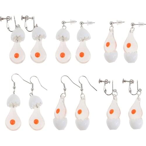1Pair Funny Design Egg Resin Earrings For Women Alternative Fashion Unusual Geometry Pendants Earring Beautiful Creative Jewelry