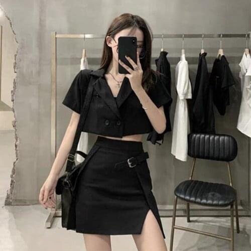 Women Skirt Suit, Black Jk Uniform Skirt, Short Tooling Skirt, Sweet and Cool Girl Wearing Suit, Female Two-piece Suit