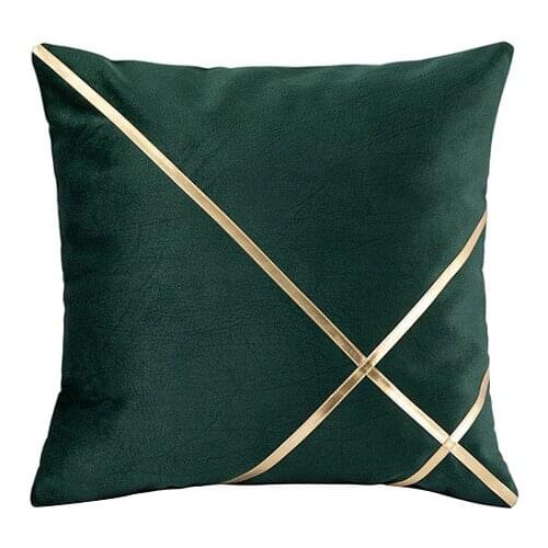 Gold Leather Striped Patchwork Velvet Cushion Case Luxury Modern Throw Pillow Cover Decorative for Couch Living Room Bedroom Car