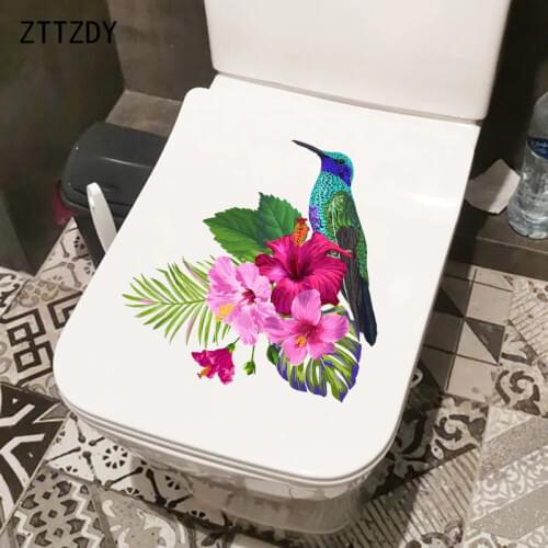 ZTTZDY 24.9CM×25CM Cartoon Flowers WC Toilet Decoration Classic Home Living Room Wall Stickers T2-0843