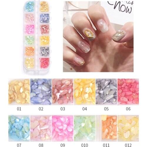1 Box Nail Natural Rhinestone For Nails 3D Gradient Broken Shell Slices Colorful Fragment Polish DIY Manicure Abalone Paillette