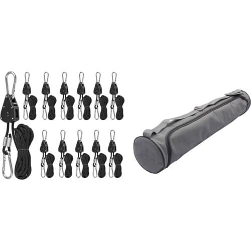 HOT 1pc 2X15cm Yoga Gym Bag Yoga Mat Bag & 6-Pair 1/8 Inch Adjustable Rope Clip Hanger with Reinforced Metal