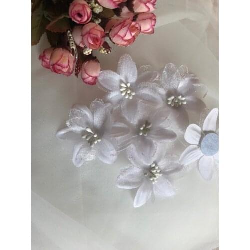 100 pcs blush pink fabric flowers petals, white rosette petals, chiffon rosette, bridal flower, corsage