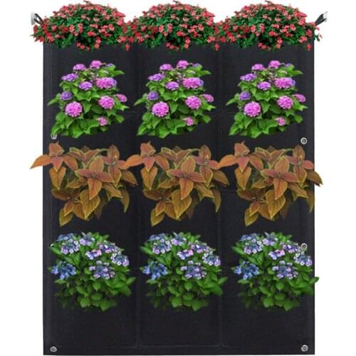 12/18 Pockets Plant Growing Bag Vertical Horizontal Greening Hanging Wall Garden Seedling Plant Grow Bag Planter Black