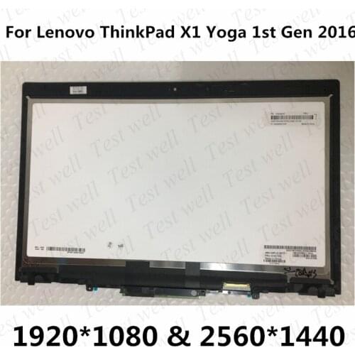 14" IPS LCD Touch Screen Assembly with Bezel For Lenovo ThinkPad X1 Yoga 1st Gen 20FQ 20FR 2016 Year FRU 00HN879 PN ST50G56741