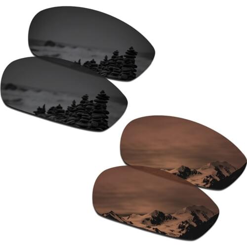 SmartVLT 2 Pairs Polarized Sunglasses Replacement Lenses for Oakley Whisker Stealth Black and Amber Brown