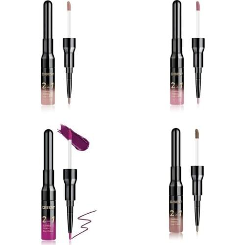 2 In 1 Double Head Liquid Matte Lipstick Lip Gloss And Lip Liner Waterproof Lipstick Set Lipgloss Mate Lip Stick Pen Makeup