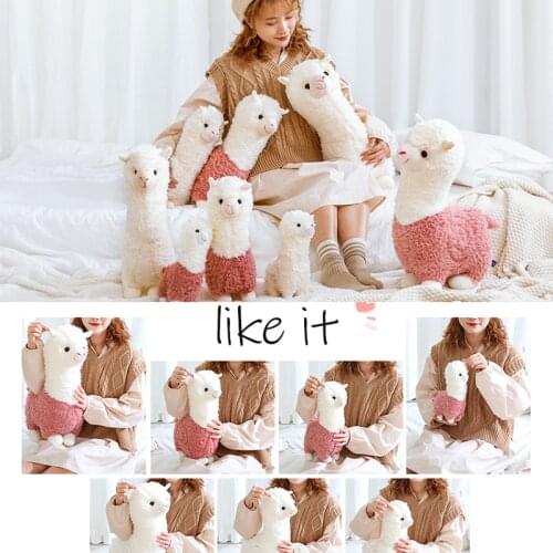 Alpaca Plush Toy Japanese Alpaca Soft Stuffed Cute Sheep Llama Animal Dolls Sleep Pillow Home Bed Decor Gift 25-80cm Anime cos